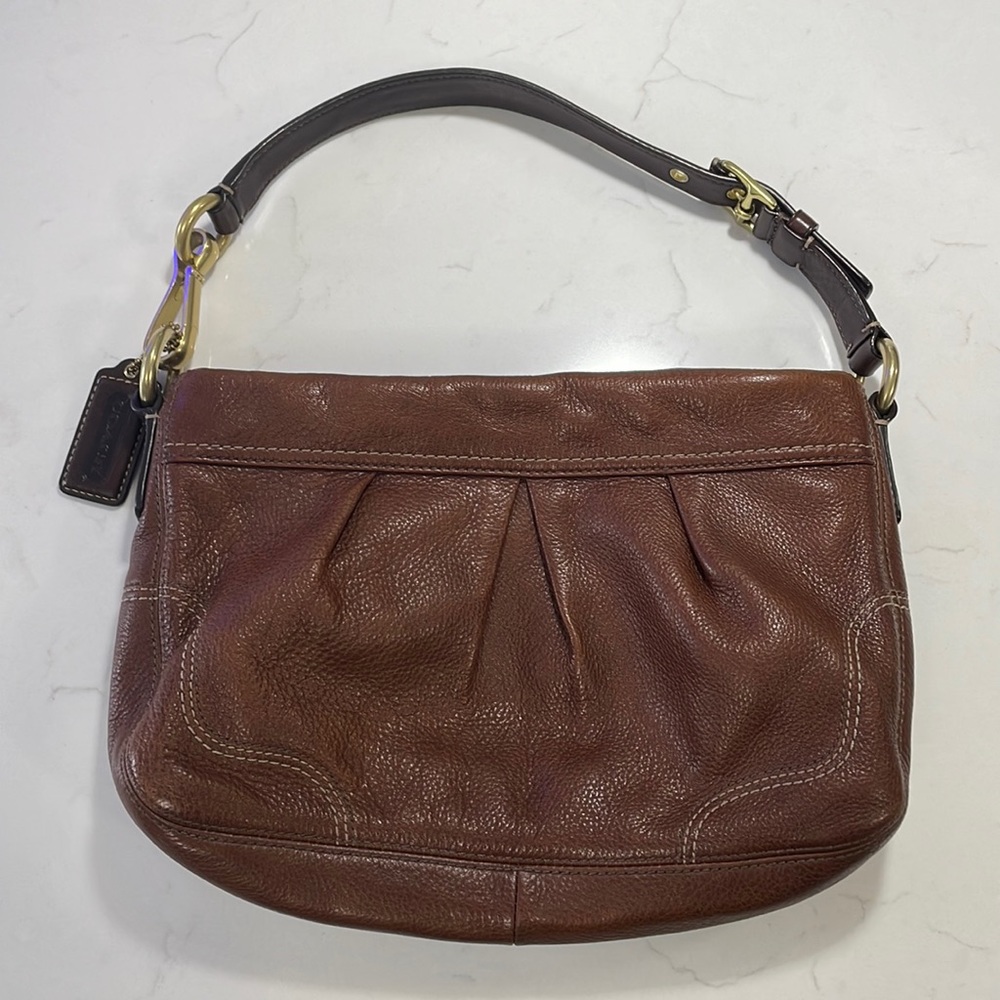 Vintage COACH 12917 Hampton Brown Pebbled Shoulder Bag